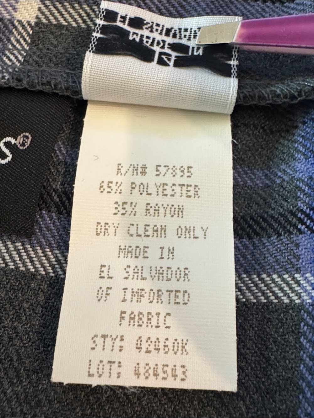 Requirements Grey & Blue Plaid Tartan Wrap Skirt w/ Fringe- size 14 - Picture 7 of 14